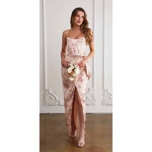 V. Chapman The June Dress Peach Tapestry Corset Maxi Dress Sz 0 NWT